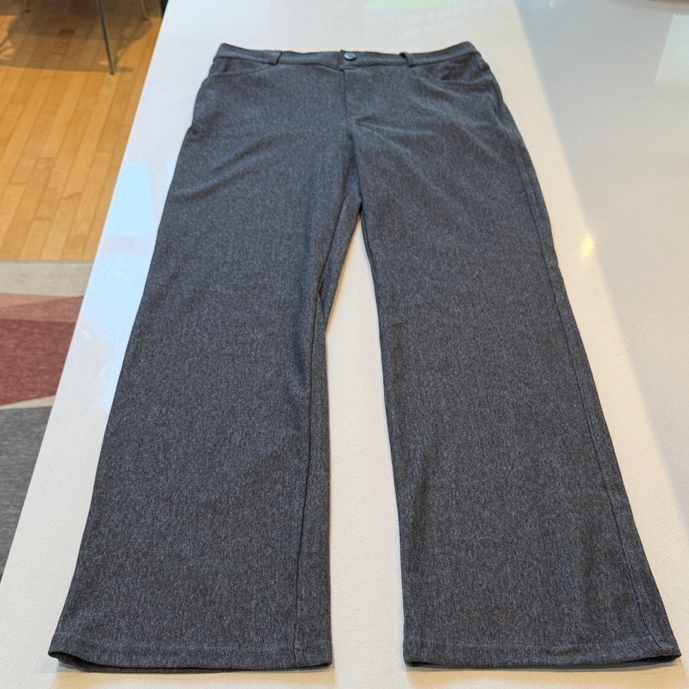Trouser Leggings Pull On Stretch Grey Pants, Charcoal Grey, Size 12